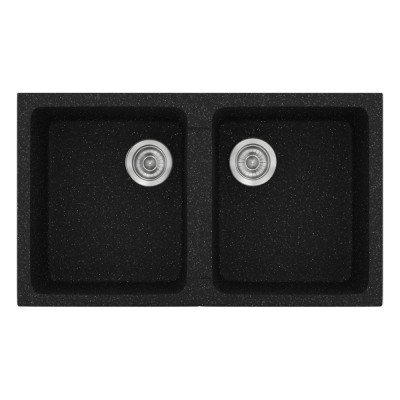 Νεροχύτης συνθετικός γρανίτη Sanitec Classic 334 86x50cm σε χρώμα 05. Granite Black