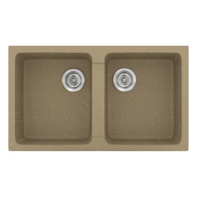 Νεροχύτης συνθετικός γρανίτη Sanitec Classic 334 86x50cm σε χρώμα 15. Metallic Cream