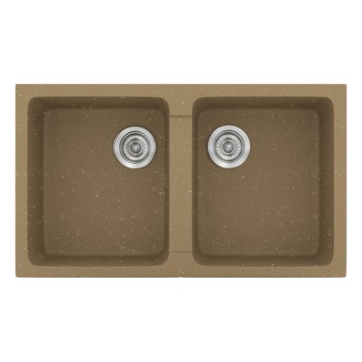 Νεροχύτης συνθετικός γρανίτη Sanitec Classic 334 86x50cm σε χρώμα 16. Metallic Coffee