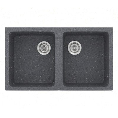 Νεροχύτης συνθετικός γρανίτη Sanitec Classic 334 86x50cm σε χρώμα 17. Metallic Silver