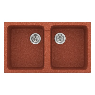 Νεροχύτης συνθετικός γρανίτη Sanitec Classic 334 86x50cm σε χρώμα 20. Granite Terracota