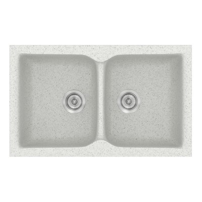 Νεροχύτης συνθετικός γρανίτη Sanitec Classic 336 86x50cm σε χρώμα 01. Granite White