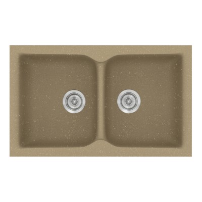 Νεροχύτης συνθετικός γρανίτη Sanitec Classic 336 86x50cm σε χρώμα 15. Metallic Cream