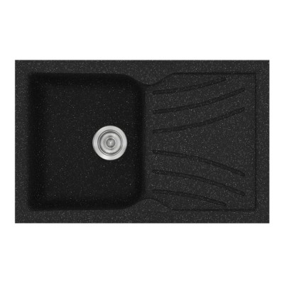 Νεροχύτης συνθετικός γρανίτη Sanitec Classic 337 86x50cm σε χρώμα 05. Granite Black