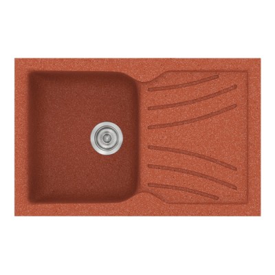 Νεροχύτης συνθετικός γρανίτη Sanitec Classic 337 86x50cm σε χρώμα 20. Granite Terracota