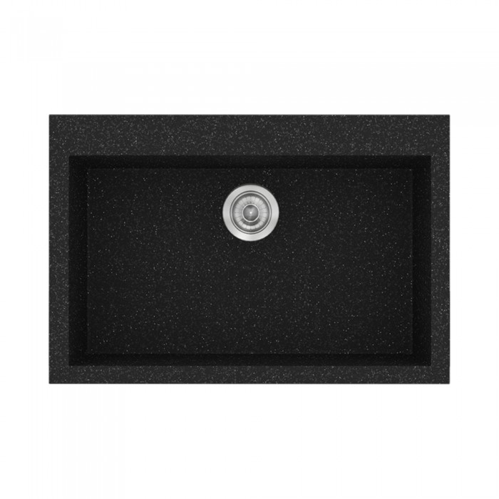 Νεροχύτης συνθετικός γρανίτη Sanitec Classic 338 70x50cm σε χρώμα 05. Granite Black