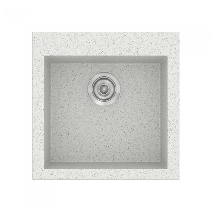 Νεροχύτης συνθετικός γρανίτη Sanitec Classic 339 50x50cm σε χρώμα 01. Granite White
