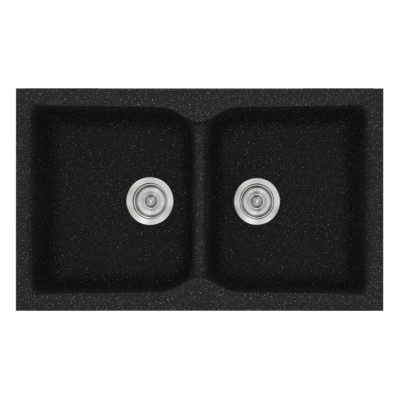 Νεροχύτης συνθετικός γρανίτη Sanitec Classic 340 78x50cm σε χρώμα 05. Granite Black