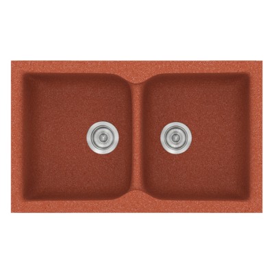 Νεροχύτης συνθετικός γρανίτη Sanitec Classic 340 78x50cm σε χρώμα 20. Granite Terracota