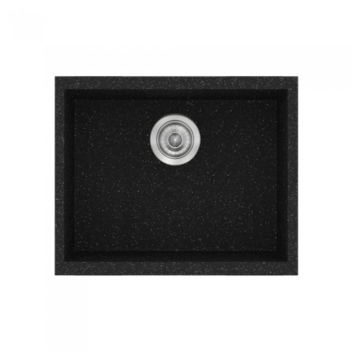 Νεροχύτης συνθετικός γρανίτη Sanitec Classic 341 50x40cm σε χρώμα 05. Granite Black