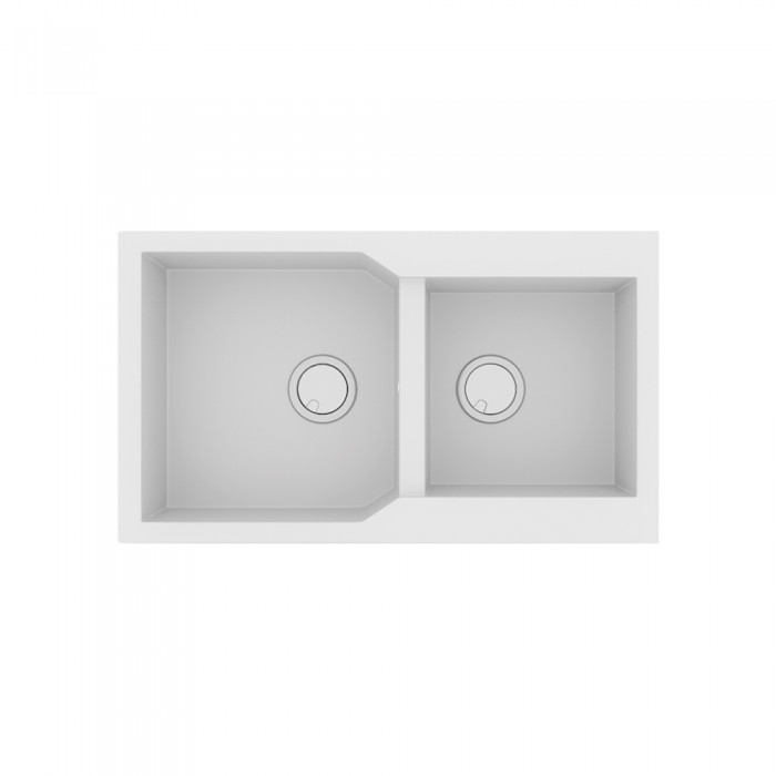 Νεροχύτης Sanitec Ultra Granite 804 2B 86x50cm σε χρώμα 30.Bianco