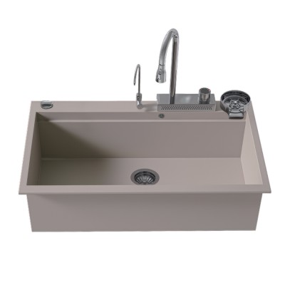 Νεροχύτης Πολλαπλών Χρήσεων Sanitec Quartz Multi Ultra Granite 850 1B 79x50cm σε χρώμα 34.SIENNA με Αξεσουάρ σε Χρώμιο