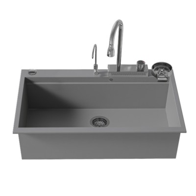 Νεροχύτης Πολλαπλών Χρήσεων Sanitec Quartz Multi Ultra Granite 850 1B 79x50cm σε χρώμα 35.PIETRA με Αξεσουάρ σε Χρώμιο