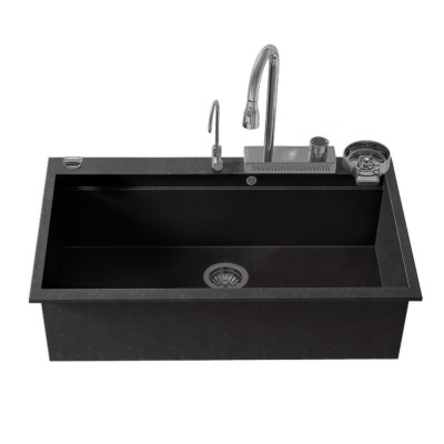 Νεροχύτης Πολλαπλών Χρήσεων Sanitec Quartz Multi Ultra Granite 850 1B 79x50cm σε χρώμα 36.GRAFITE με Αξεσουάρ σε Χρώμιο