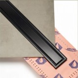 Σιφώνι Δαπέδου 80cm Tema Κανάλι Ντουζ με Ρυθμιζόμενο Ύψος και Μόνωση Σώμα PVC Black Matt Με αναστρεφόμενη σχάρα Inox 93738-1N