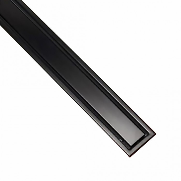 Σιφώνι Δαπέδου 80cm Tema Κανάλι Ντουζ με Ρυθμιζόμενο Ύψος και Μόνωση Σώμα PVC Black Matt Με αναστρεφόμενη σχάρα Inox 93738-1N