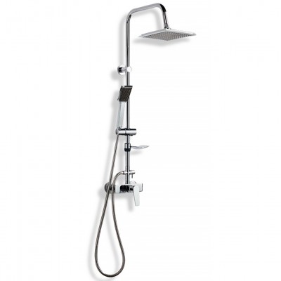 Στήλη ντους με Μπαταρία και Κολώνα με ρυθμιζόμενο ύψος 85-115εκ ss304 Χρώμιο και Λειτουργίες 5+1 TEMA ROMA QUADRO 53240-3