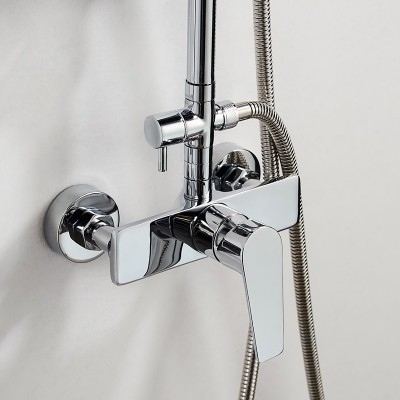 Στήλη ντους με Μπαταρία και Κολώνα με ρυθμιζόμενο ύψος 85-115εκ ss304 Χρώμιο και Λειτουργίες 5+1 TEMA ROMA QUADRO 53240-3