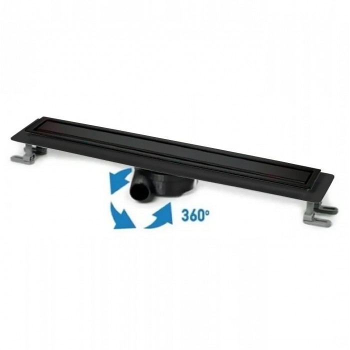 Κανάλι Ντουζiέρας Σιφών Tema 83734N 40cm Ανοξείδωτο με Αναστρεφόμενη Σχάρα Μαύρο