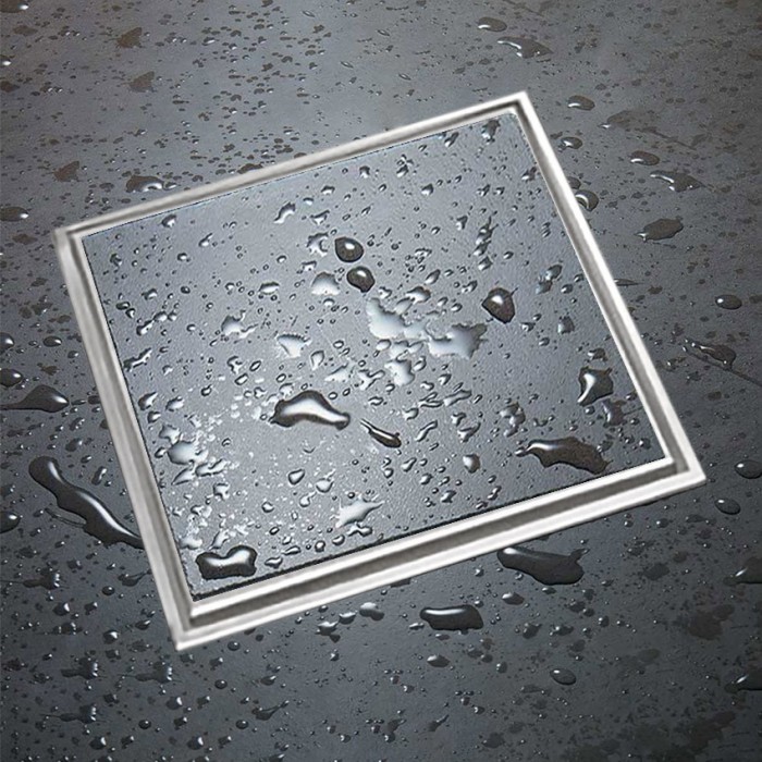 Σχάρα Ντους Ανοξείδωτη Δαπέδου 15x15cm Inox 93515 για Eπικάλυψη με Πλακάκι