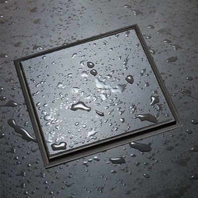 Σχάρα Ντους μαύρη Ανοξείδωτη Δαπέδου 15x15cm  για Eπικάλυψη με Πλακάκι  93515Ν 