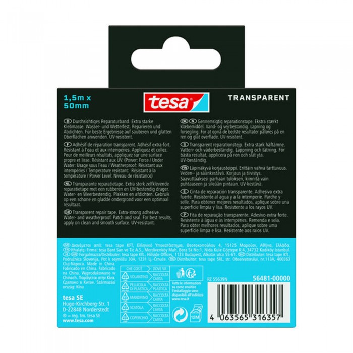 Υποβρύχια Ταινία Επισκευής 1.5m x 50mm Διάφανη Tesa Ultra Power Underwater 56481-00000