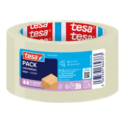 Αθόρυβη Ταινία Συσκευασίας PP Διαφανής 66m x 50mm Tesa tesapack Universal 57187-00001-00