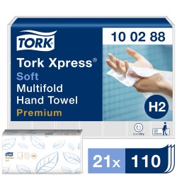 Χειροπετσέτα Λευκή 2φυλλη W-Fold 34x21,2cm 21x110τεμ Tork Xpress® Soft 100288