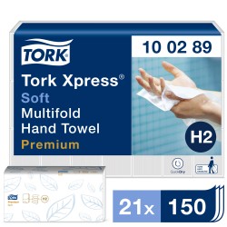 Χειροπετσέτα Λευκή 2φυλλη Z-Fold 25,5x21,2cm 21x150τεμ Tork Xpress® Soft 100289