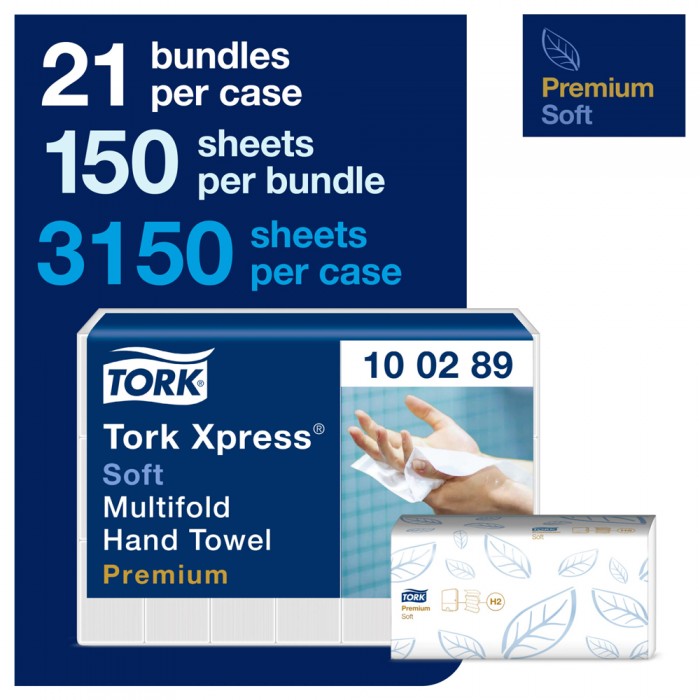 Χειροπετσέτα Λευκή 2φυλλη Z-Fold 25,5x21,2cm 21x150τεμ Tork Xpress® Soft 100289