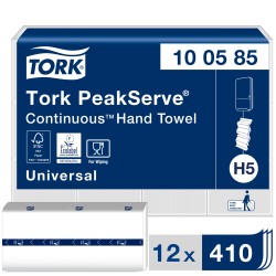 Χειροπετσέτα Λευκή 1φυλλη W -Fold 22,5x20,1cm 12x410τεμ Tork PeakServe® Continuous™  100585