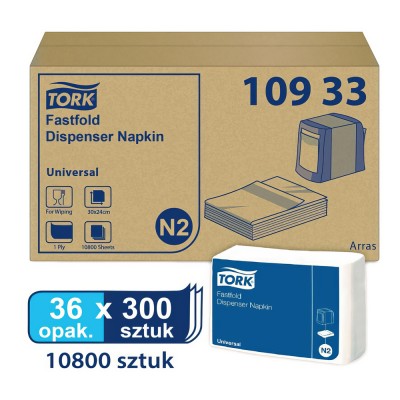 Χαρτοπετσέτα Συσκευής Λευκή 1φυλλη 24x3cm 36x300τεμ Tork Fastfold 10933