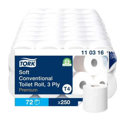 Ρολό Υγείας Λευκό 3φυλλο 29,5m 9x8 Ρολά Tork Soft Conventional Premium 110316