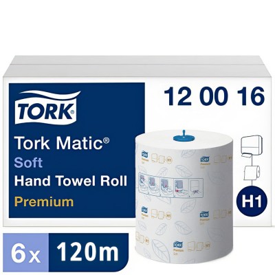 Χειροπετσέτα Σε Ρολό 2φυλλη Λευκή 120m 6 Ρολά Tork Matic® Soft 120016