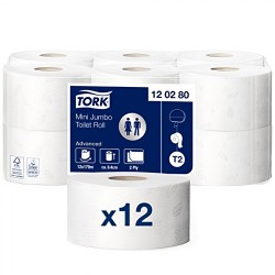 Ρολό Υγείας Λευκό 2φυλλο 170m 12 Τεμάχια Tork Mini Jumbo 120280
