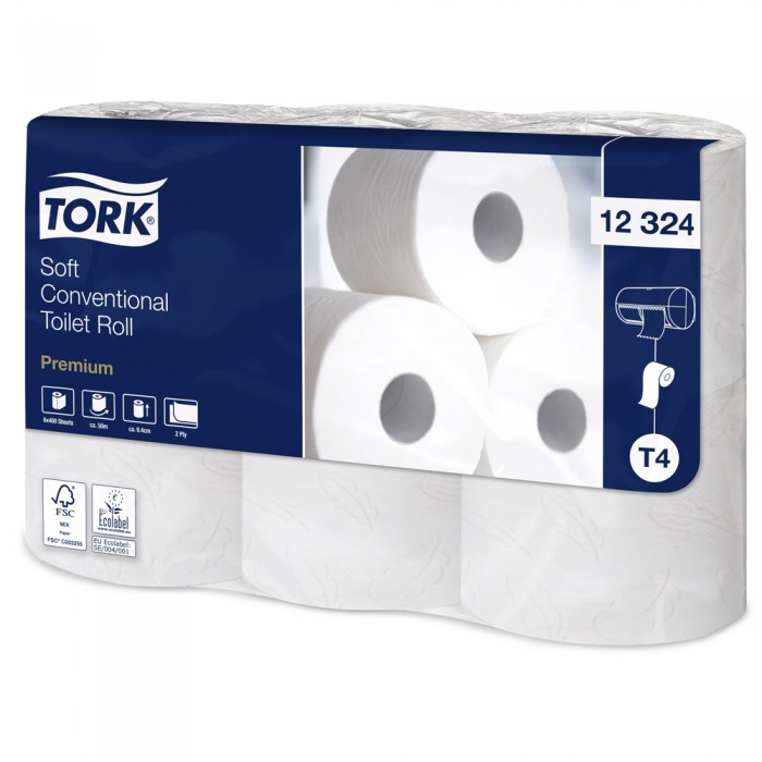 Ρολό Υγείας Λευκό 2φυλλο 50m 7x6 Ρολά Tork Soft Conventional Premium 12324