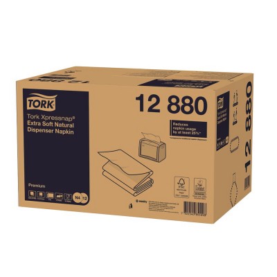 Χαρτοπετσέτα Συσκευής Φυσικού Χρώματος 2φυλλη 21,3x16,5cm 40x200τεμ Tork Xpressnap® Extra Soft 12880