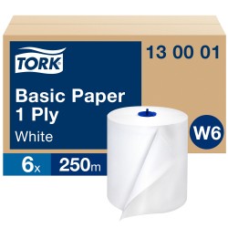 Βιομηχανικό Ρολό Λευκό 1φυλλο 6x250m Tork Basic Paper 130001