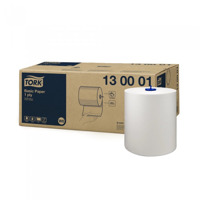 Βιομηχανικό Ρολό Λευκό 1φυλλο 6x250m Tork Basic Paper 130001