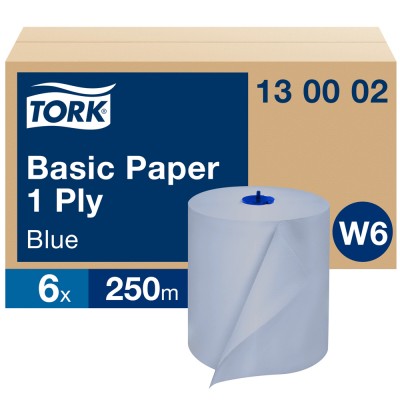 Βιομηχανικό Ρολό Μπλε 1φυλλο 6x250m Tork Basic Paper 130002