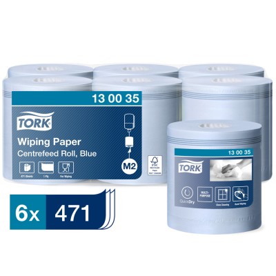 Ρολό Centerfeed Μπλε 1φυλλο 165m 6 Ρολά Tork Wiping Paper 130035