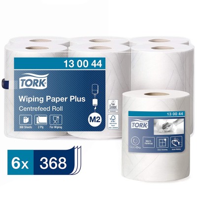 Ρολό Centerfeed Λευκό 2φυλλο 125m 6 Τεμάχια Tork Wiping Paper Plus 130044