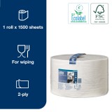 Βιομηχανικό Ρολό Λευκό 2φυλλο 510m 1 Ρολό Tork Wiping Paper Plus 130045