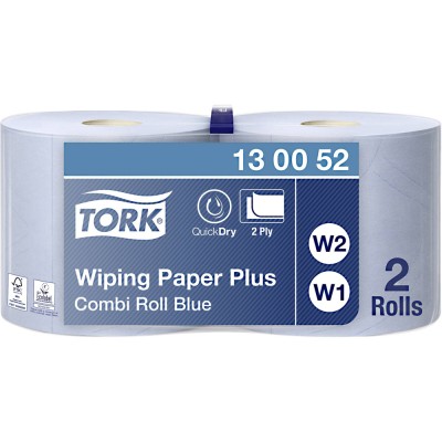 Ρολό Centerfeed Μπλε 2φυλλο 255m 2 Ρολά Tork Wiping Paper Plus 130052
