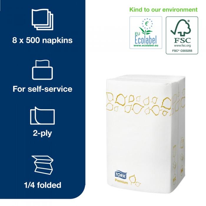 Χαρτοπετσέτα Συσκευής Λευκή 2φυλλη 21,6x33cm 40x100τεμ Tork Xpressnap® Extra Soft 13670