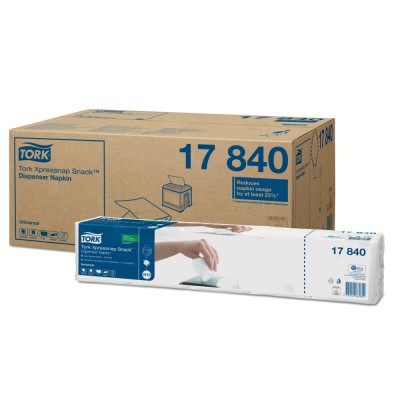 Χαρτοπετσέτα Συσκευής Λευκή 1φυλλη 21,6x21,6cm 40x225τεμ Tork Xpressnap Snack® 17840