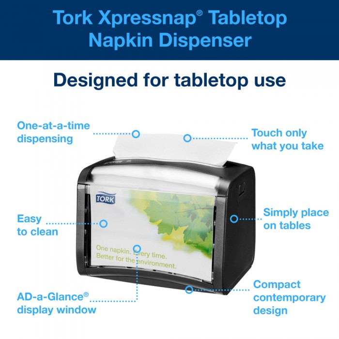 Συσκευή Χαρτοπετσέτας Τραπεζιού Μαύρη Tork Xpressnap® 272611