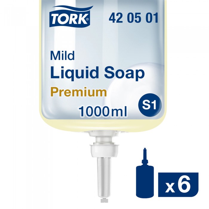Υγρό Σαπούνι Χεριών 1l 6 Τεμάχια Tork Mild 420501