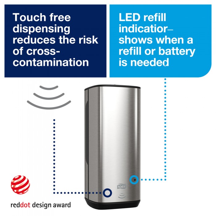 Συσκευή Σαπουνιού Χεριών Σε Αφρό Με Intuition™ Sensor Ανοξείδωτη 1l Tork 460009