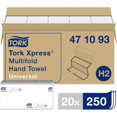Χειροπετσέτα Λευκή 1φυλλη Z-Fold 21,3x23,4cm 20x250τεμ Tork Xpress® 471093